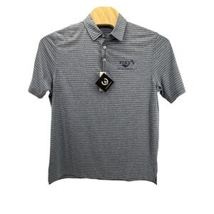 NWT Byron Nelson DriWay Polo Large Navy White Stripe Foxy Jost Van Dyke BVI Golf